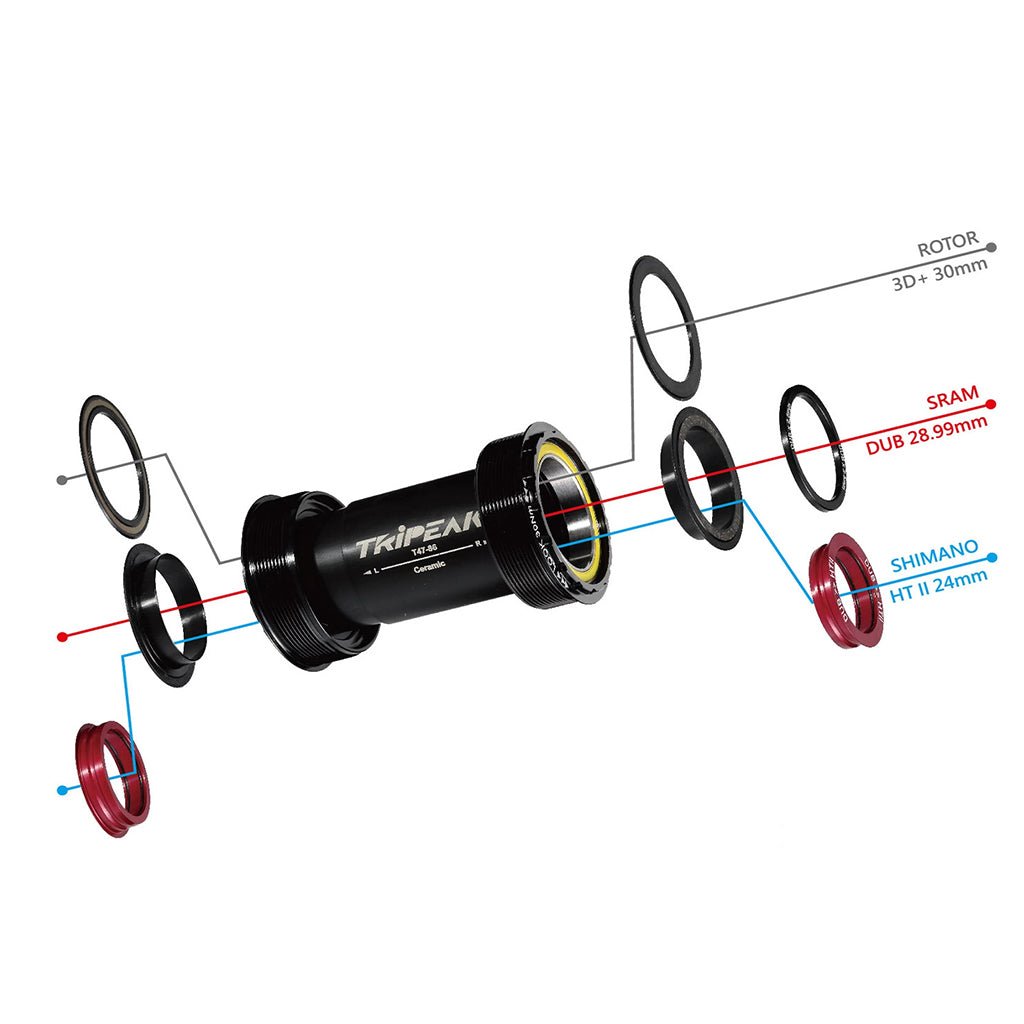 Tripeak T47 3 in 1 Road Bottom Bracket (Black) - Image 2