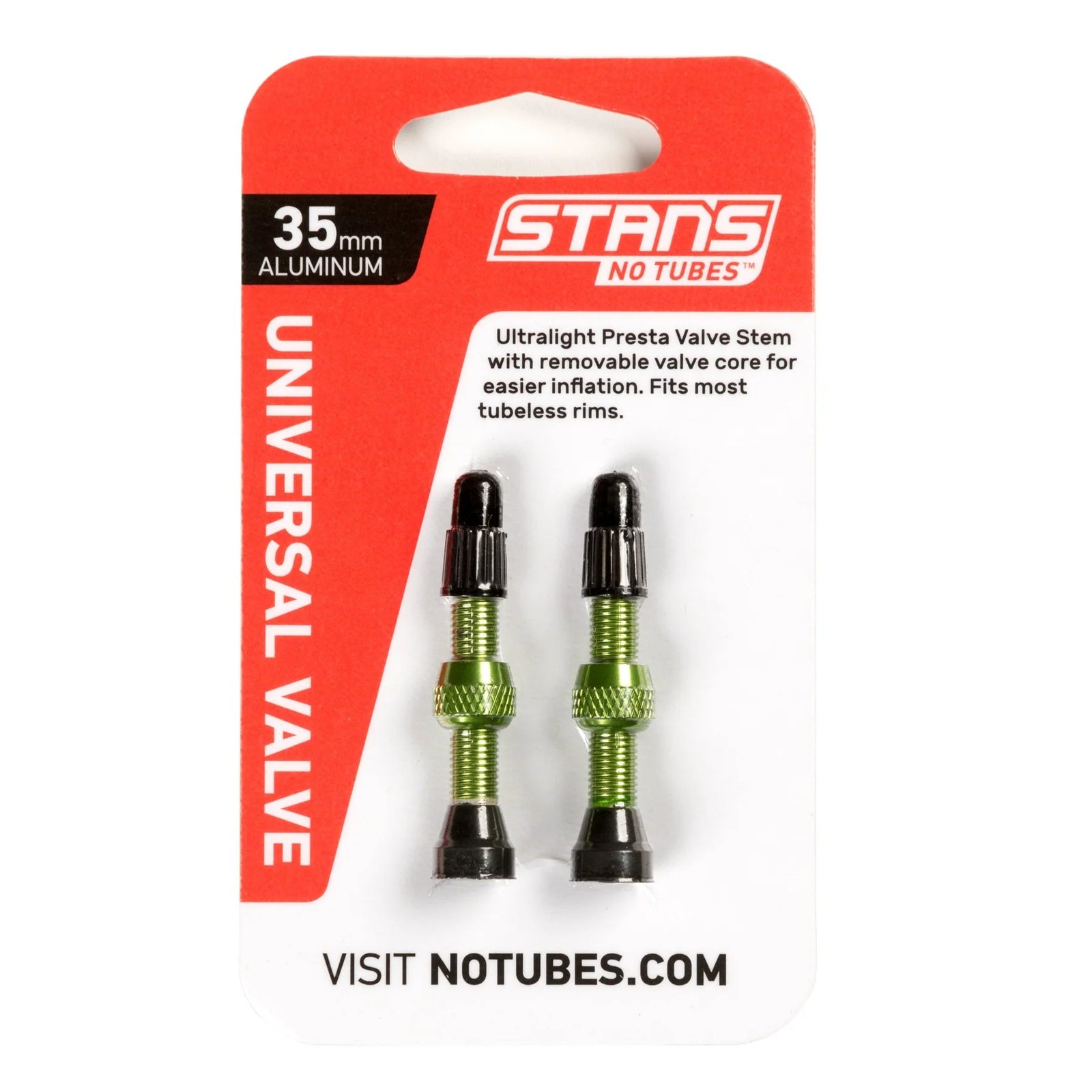 Stans NoTubes Universal Presta Valve Stem Pair (Green)