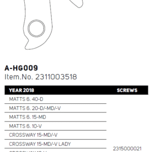 Merida DH-10 Derailleur Hanger for Crossway